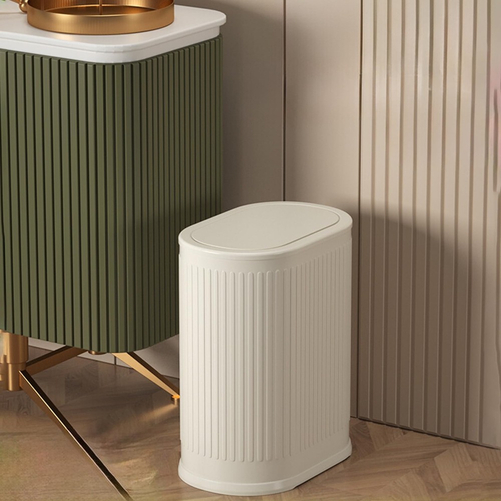 1.6 Gallon Slim Trash Can with Lid, Small Office Wastebasket, Narrow Garbage ...