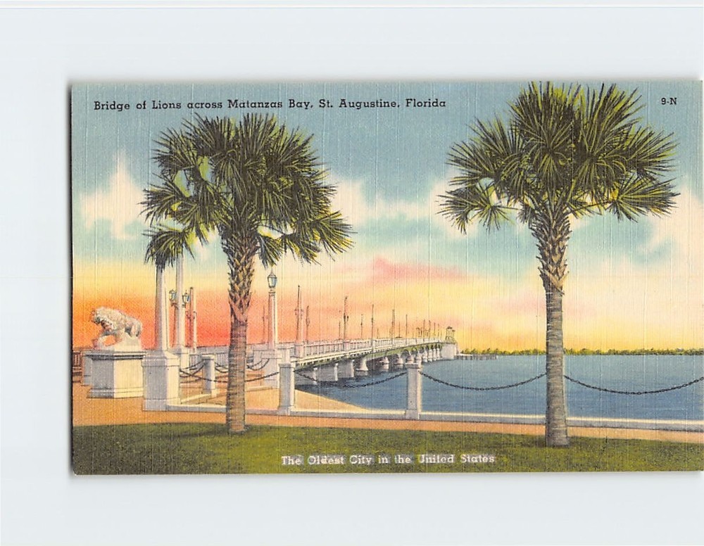 Postcard Bridge of Lions Matanzas Bay Saint St. Augustine Florida USA America