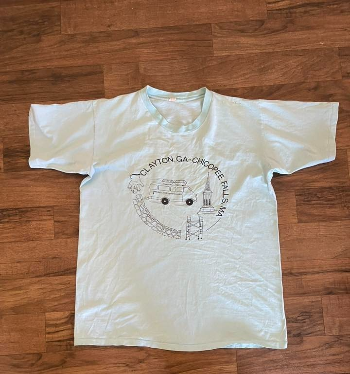 Vintage Chicopee Falls Graphic Men's Light Green Tshirt Size XL
