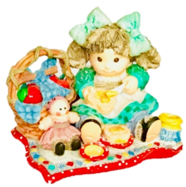 Enesco 1994 Picnic Girl Figurine Hand Painted 