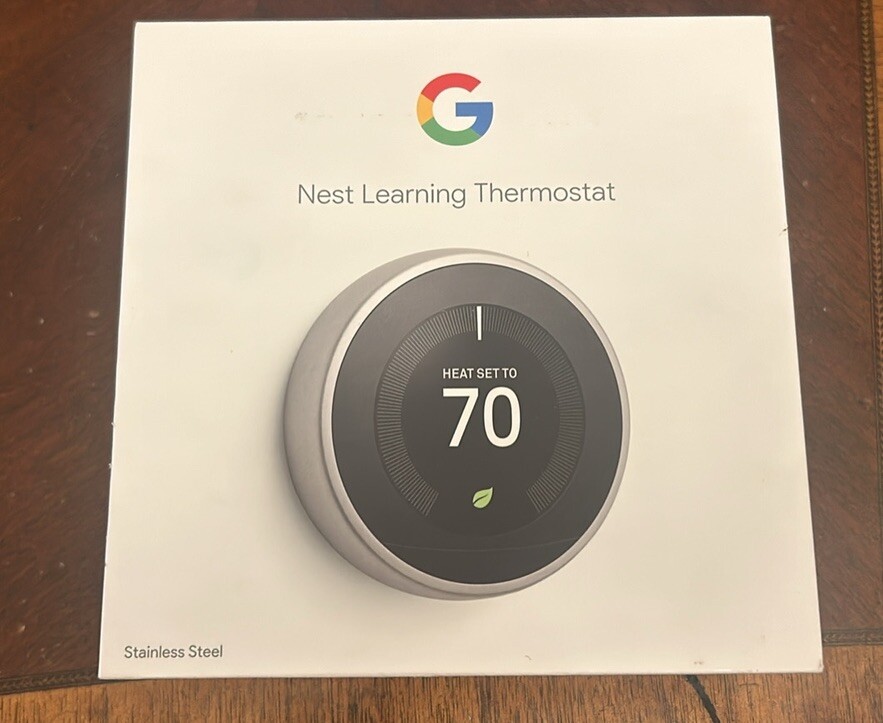 Google Nest Learning Thermostat Stainless Steel (Open Box) Never Used!