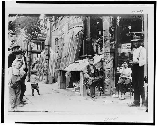 Festa in Little Italy,New York City,NY,men,boys,festival,sidewalk,store,1908