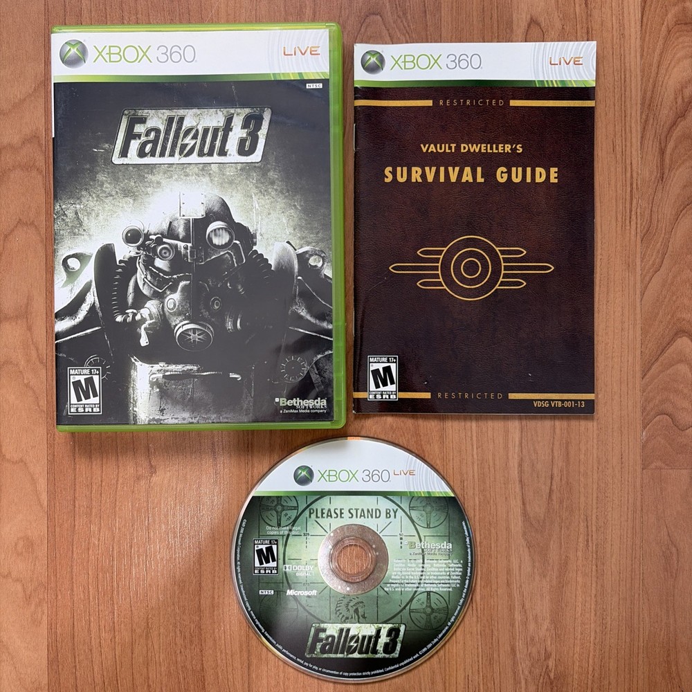 Fallout 3 (Microsoft Xbox 360, 2008) Complete In Box Cib Manual Tested