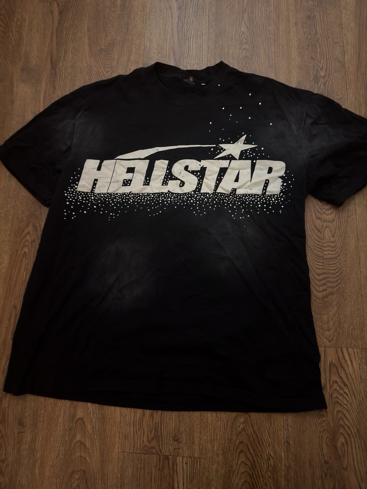 HELLSTAR Men's Black Graphic Print Logo Crew Neck Short Sleeve T-Shirt S