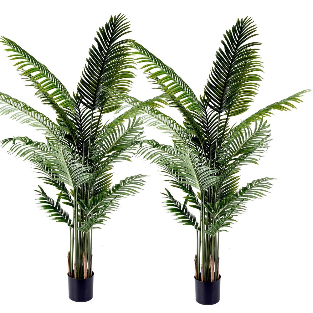 2pcs 6-6.6ft Large Artificial Palm Tree Tropical Plant  Outdoor Home Decor