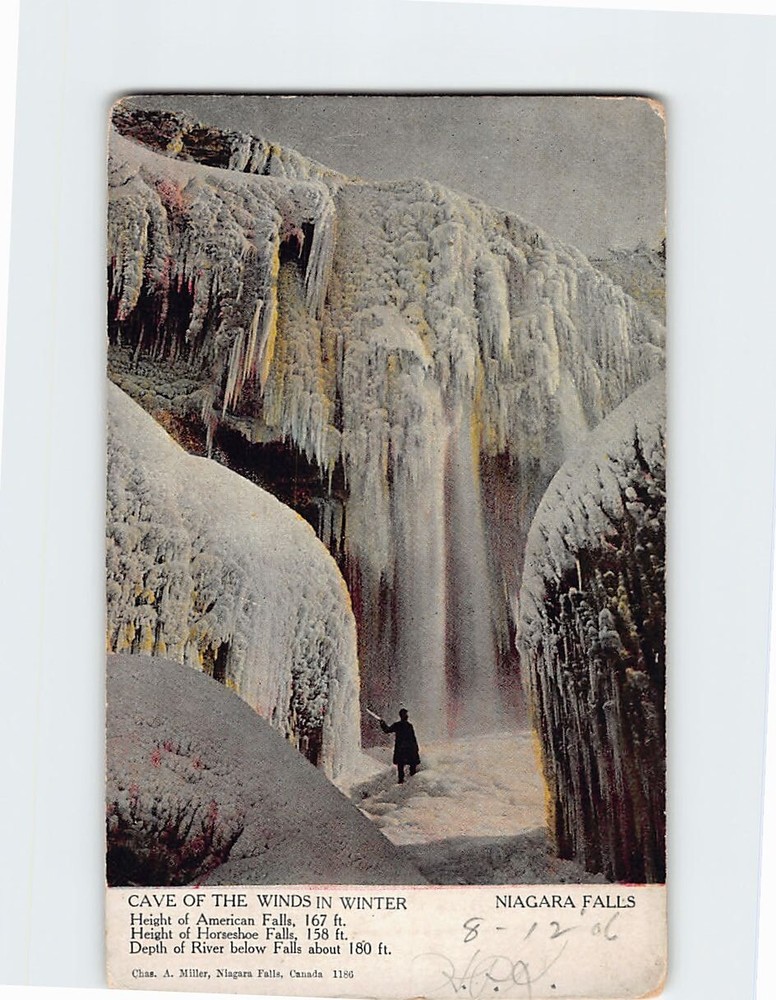 Postcard Winter Scene Cave of the Winds Niagara Falls New York USA