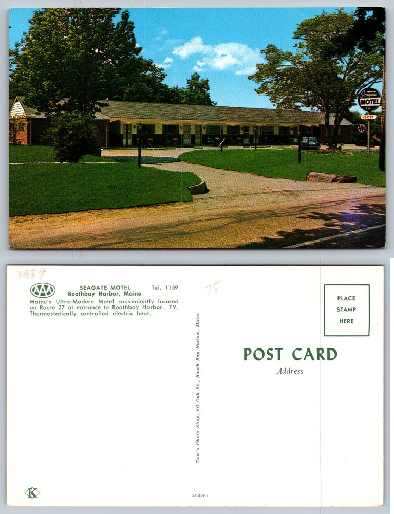 Seagate Motel Boothbay Harbor Maine Postcard