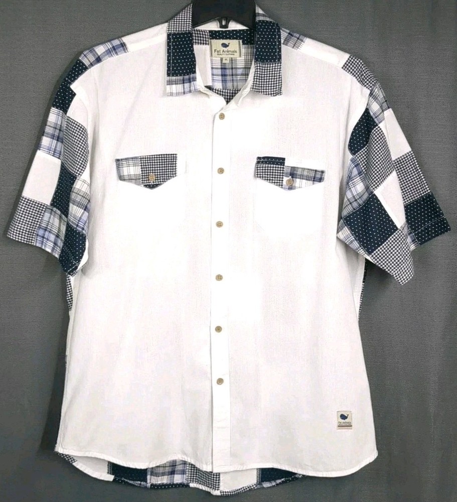 Fat Animals Patchwork Shirt Vintage JAPAN 4L RARE Single Stitch 2 Sided XL