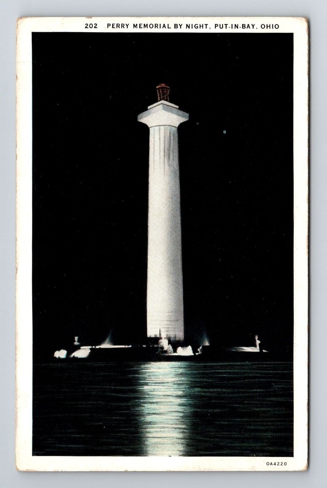 Put In Bay OH-Ohio, Perry Memorial by Night, Vintage Postcard