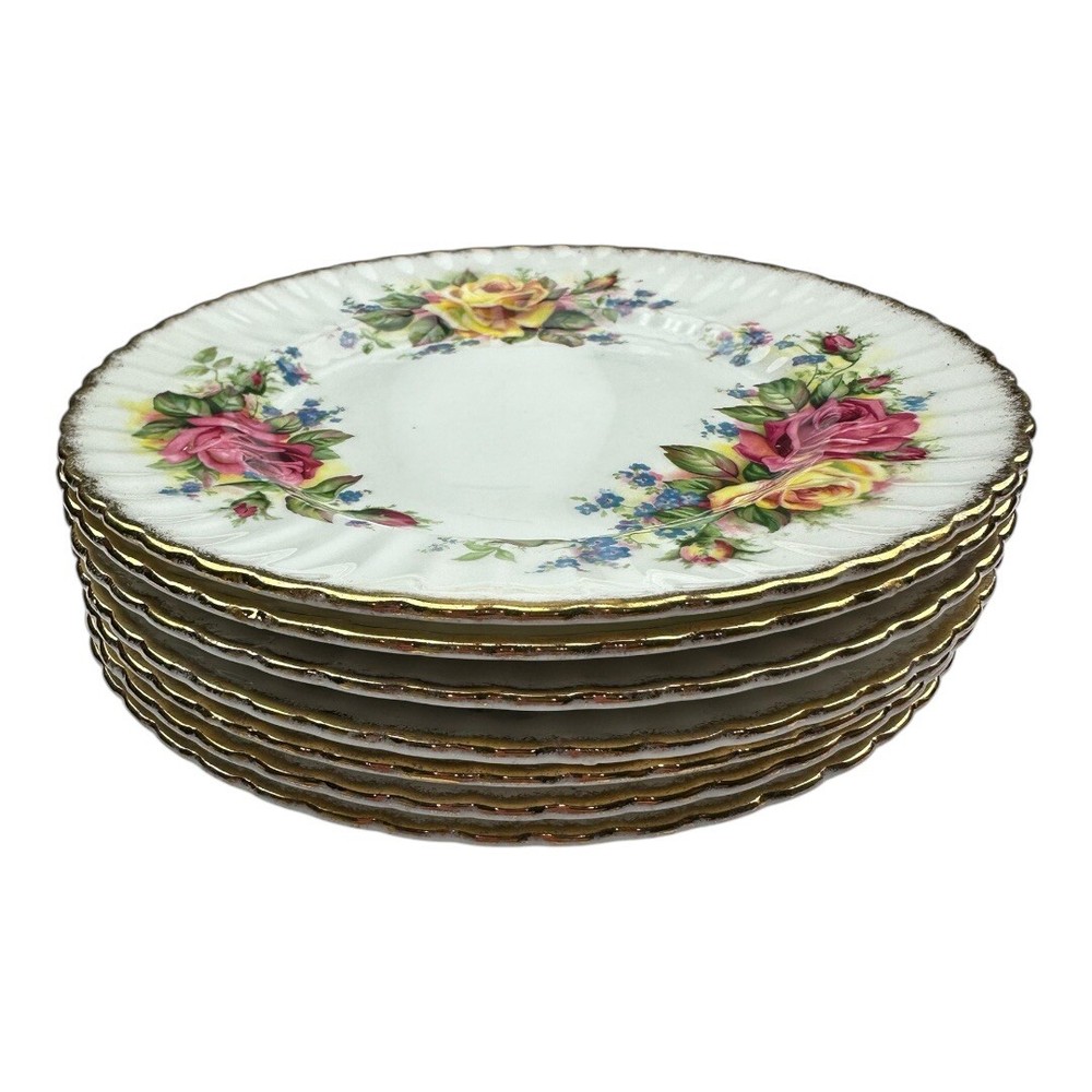 Paragon Fine China Grandma Roses Salad Plates Set Of 7