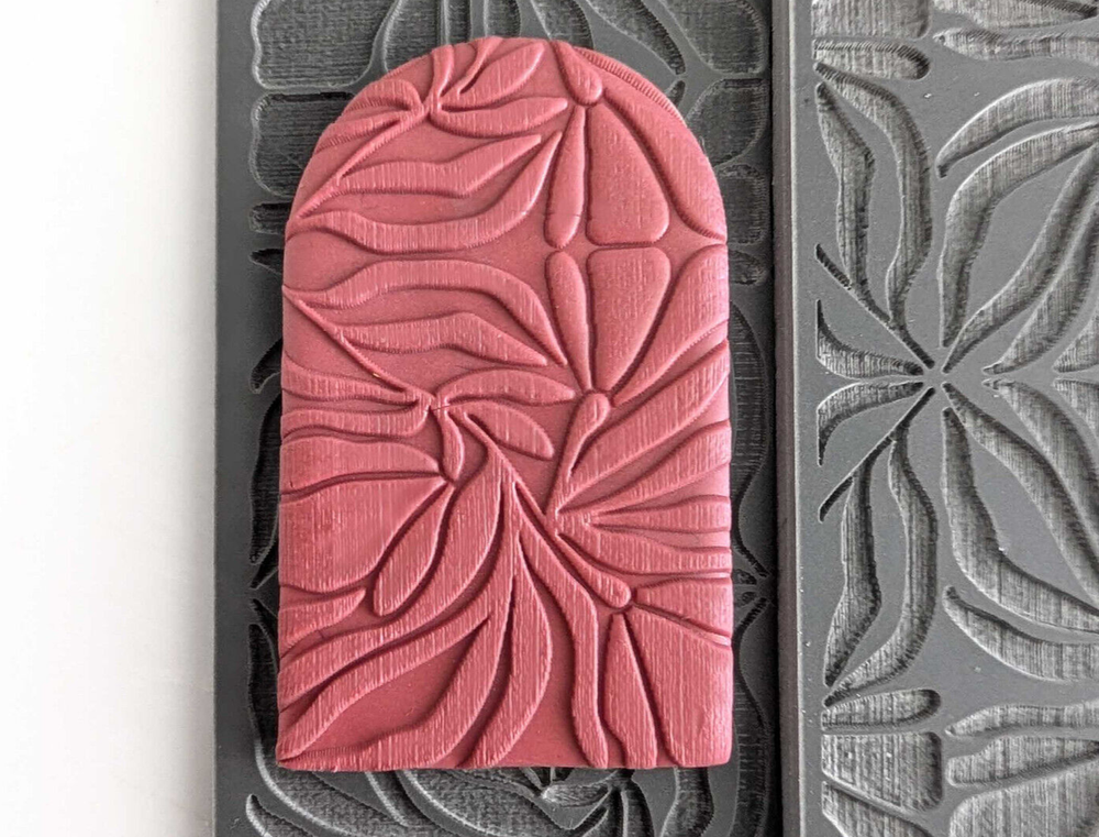 Flexible Abstract Floral Texture Mat for Polymer Clay Stamping-image