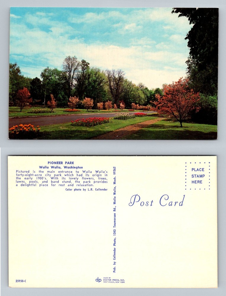 Walla Walla, WA-Washington, Pioneer Park Scenic Main Entrance Vintage Postcard