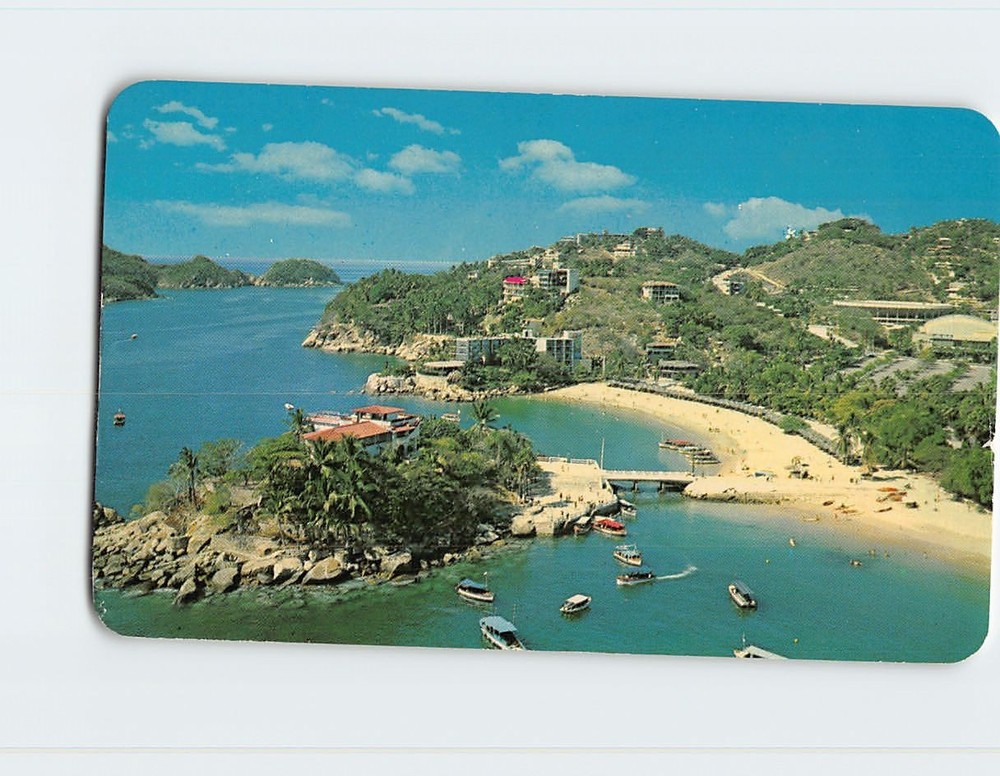 Postcard Caletilla Beach as seen from the Caleta Hotel Acapulco Mexico