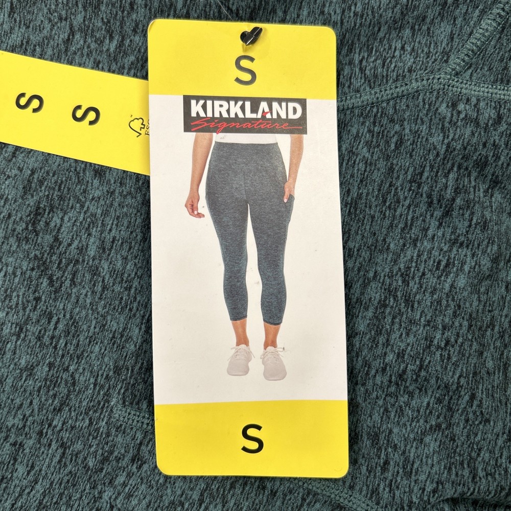 New KIRKLAND Womens Heather Green Active Exercise Brushed Capris Sz Small NWT UU