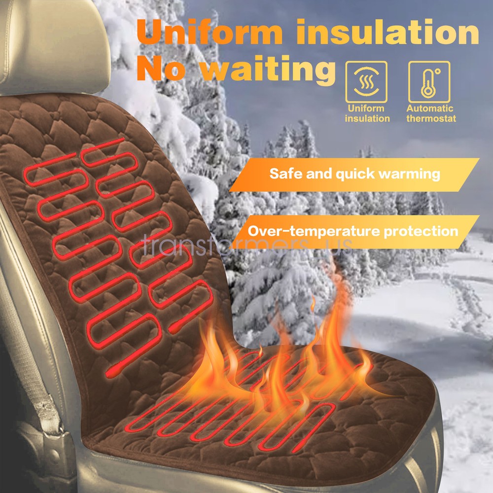 Universal Heated Seat Cushion brown With Switch For All Cars SUV Trucks & Vans