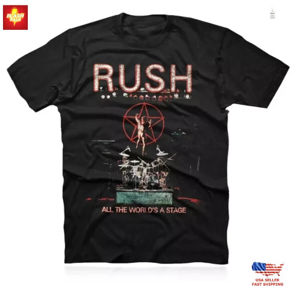 NEW Rush Band All the world's A Stage Inspired Unisex S-4XL T Shirt Gift For Fan