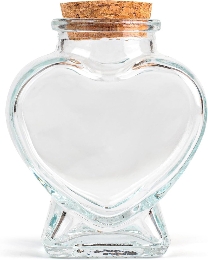 Clear Heart-Shaped Glass Bottles with Cork Stopper for Wedding Gifts, Diy Cra...