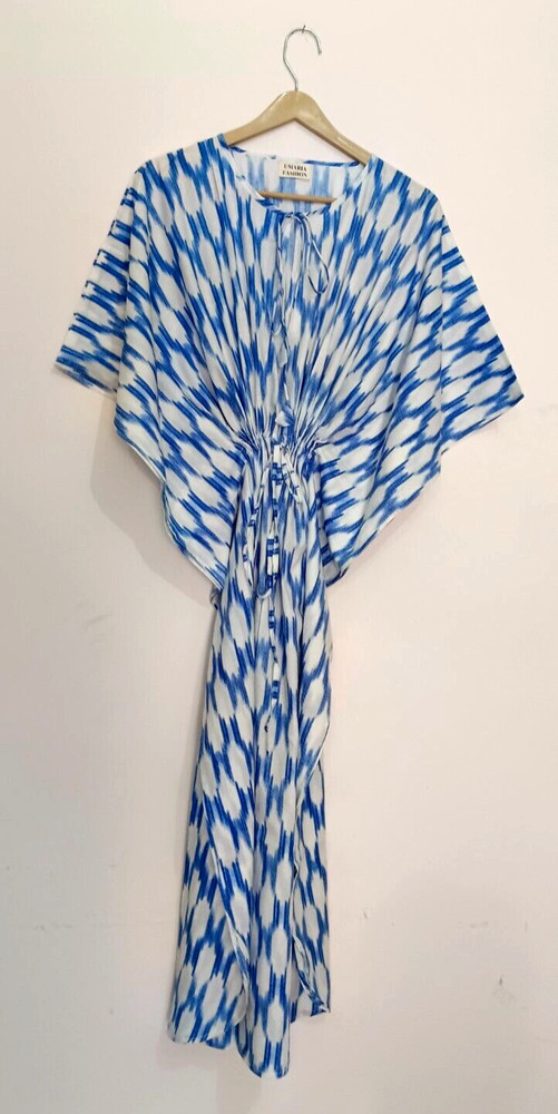 Indian Vintage 100% Cotton Long Beach Maxi Kaftan Dress One Size Caftan Kimono