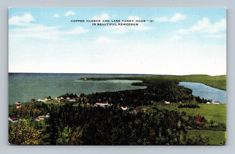Copper Harbor and Lake Fanny Hooe Postcard in Keweenaw Peninsula