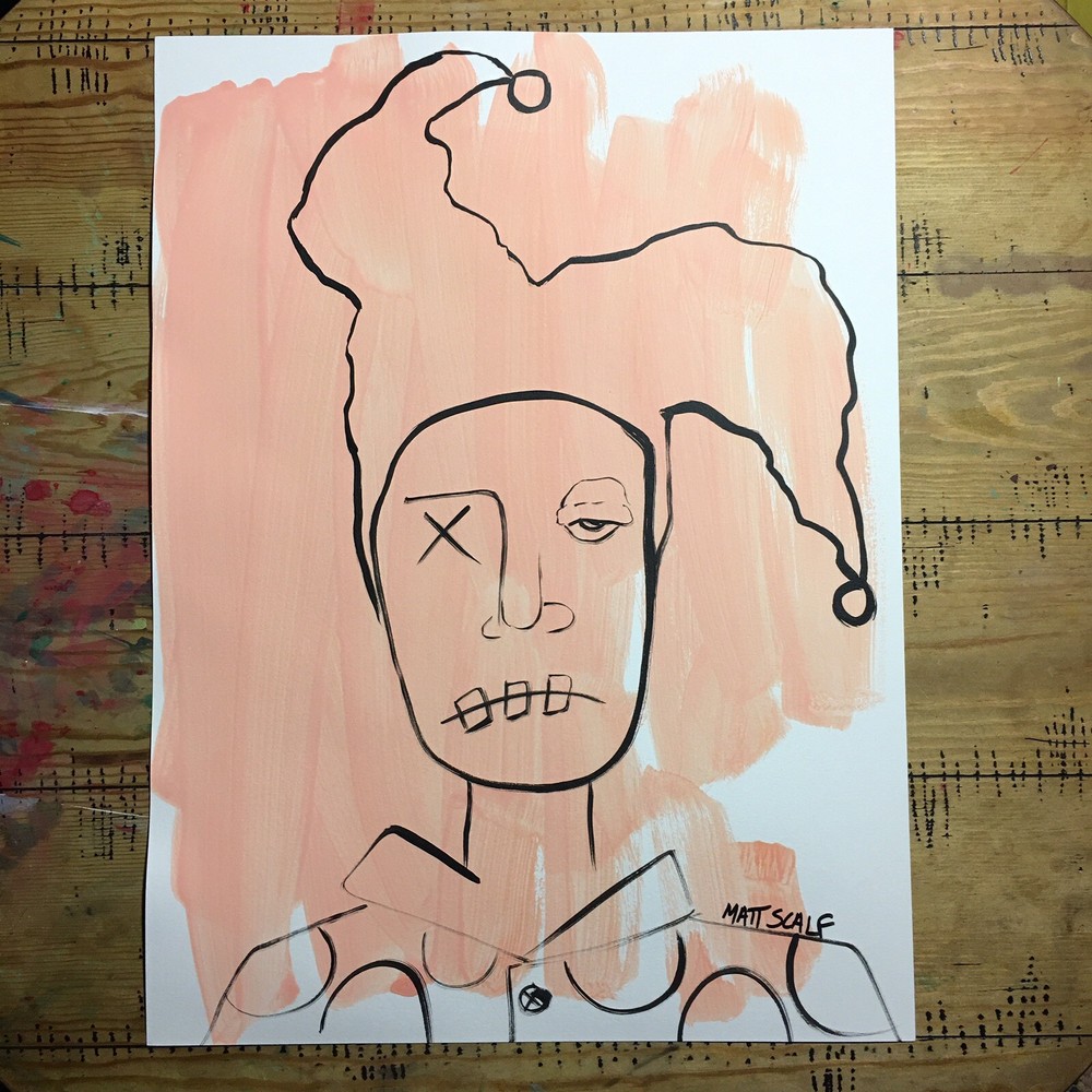 Matt Scalf 18x24 ORIGINAL PAINTING Character Abstract Face Street Art Graffiti