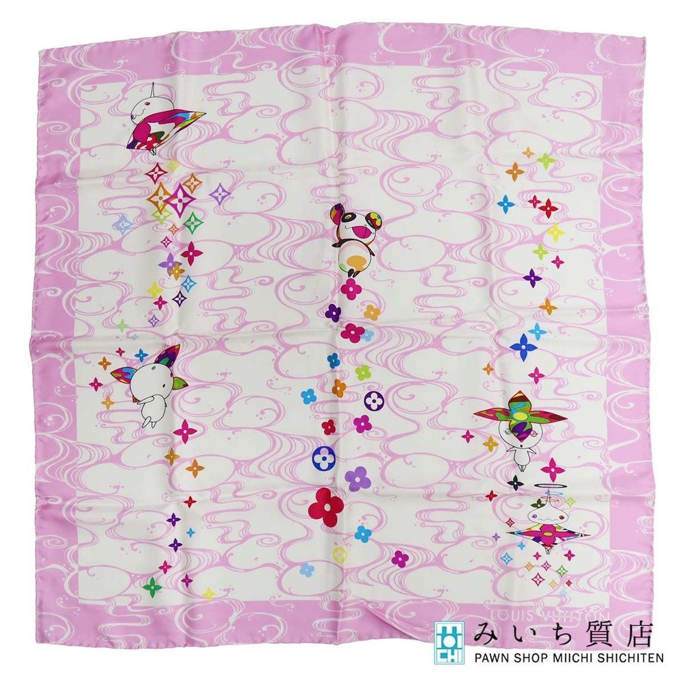Louis Vuitton LV Carré Wave Scarf M71931 Takashi Murakami Collab Preowned