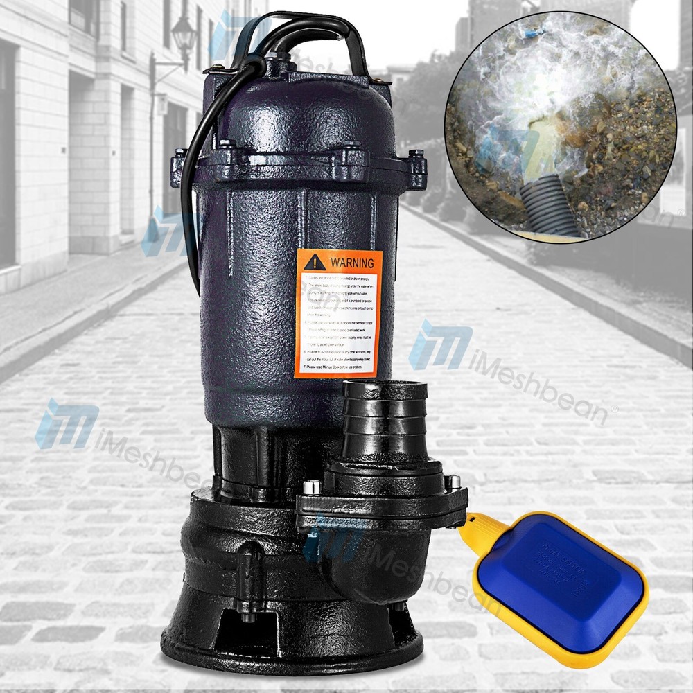 2HP Submersible Sump Pump 1500W Cast Iron Sewage Pump 6498GPH w/26ft Cord 110V