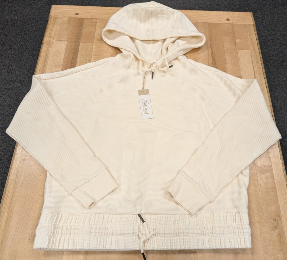 Natural Reflections Ribbed Pullover Hoodie Women's Small Buttercream