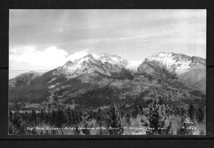 Sanborn Real Photo postcard / The Twin Sisters , Rocky Mountain National Park