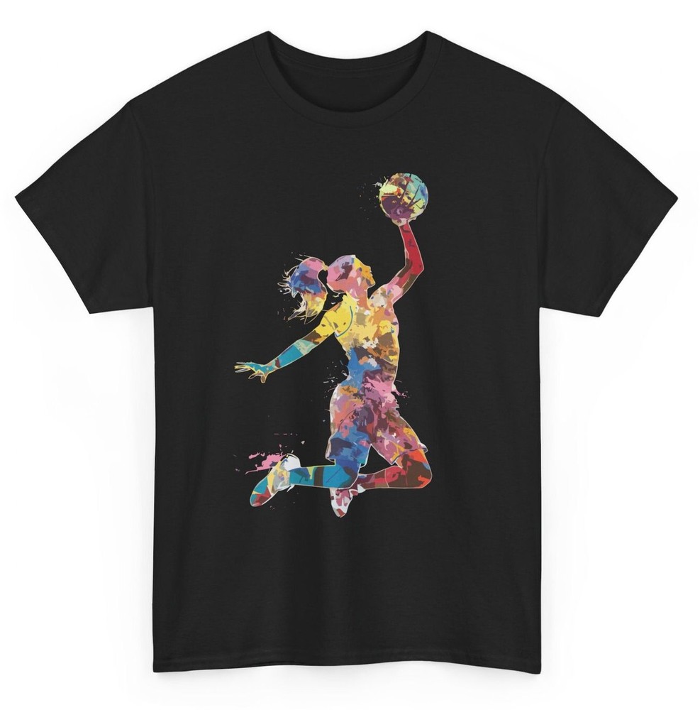 Artistic Basketball T-shirt - Colorful Basketball Girl Player Sports Women Tee