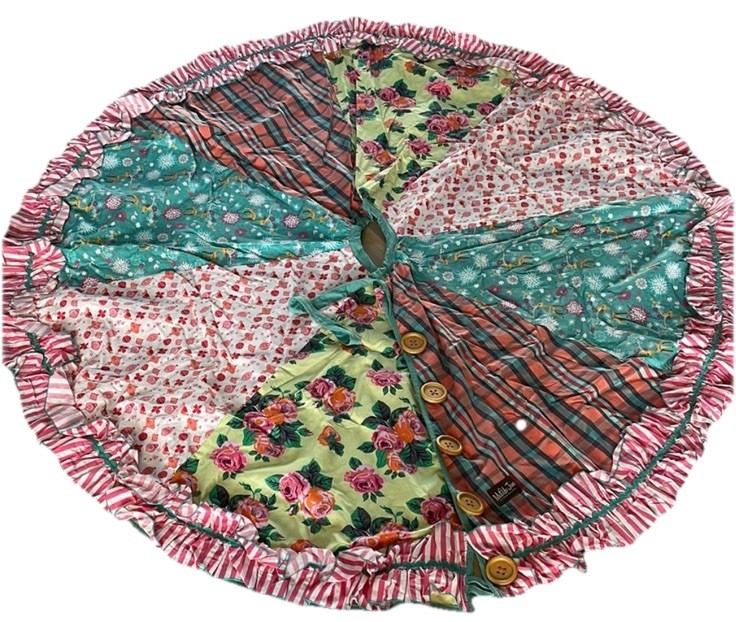 Matilda Jane Memento Christmas Tree Skirt Pink Blue Holiday Once Upon A Time Brand New