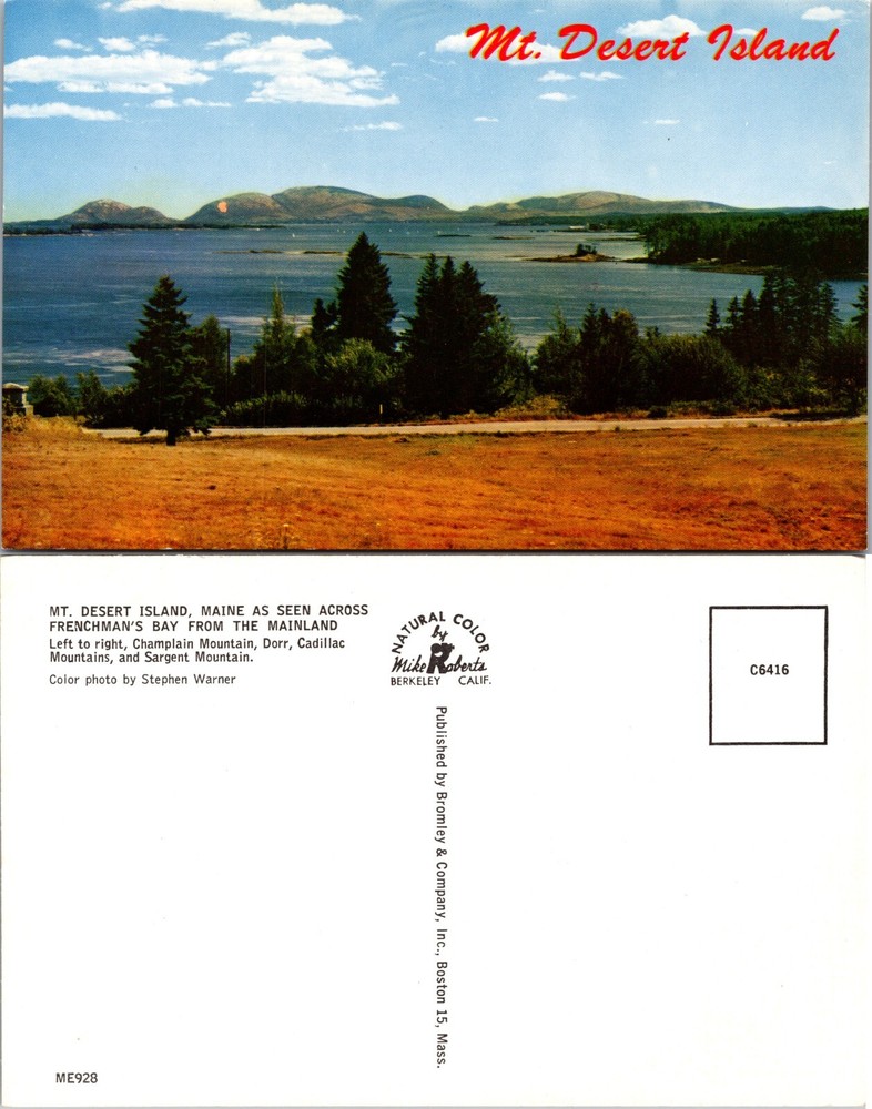Mount Desert Island from Frenchmans Bay Maine Postcard
