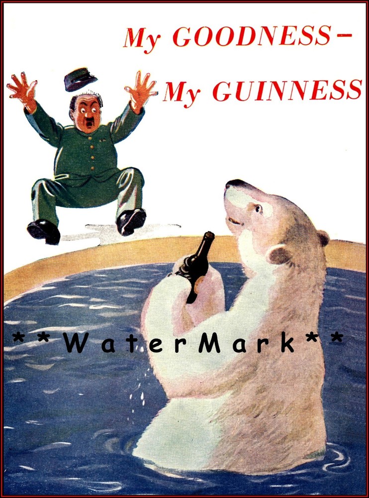 Polar Bear and Zoo Keeper Guinness Vintage Poster Print Retro Style Beer Art