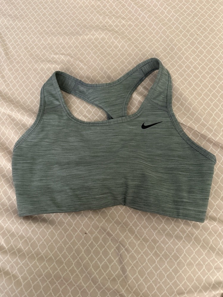 Nike Women's Gray Racerback Sports Bra Stretch Logo Pullover Wireless Size S