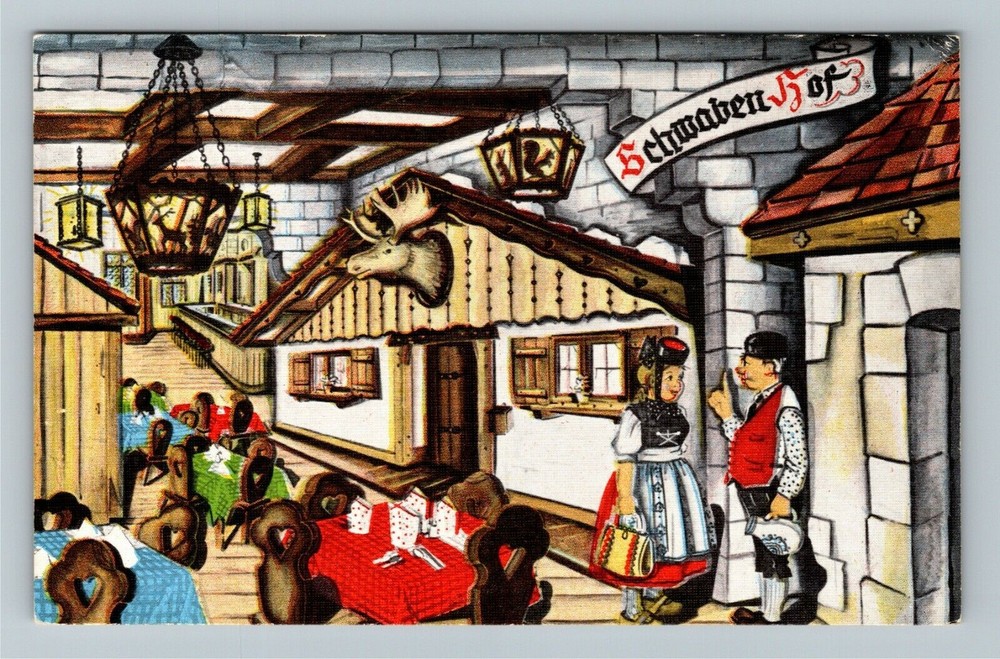 Milwaukee WI-Wisconsin, The Schwaben Hof Antique Vintage Souvenir Postcard