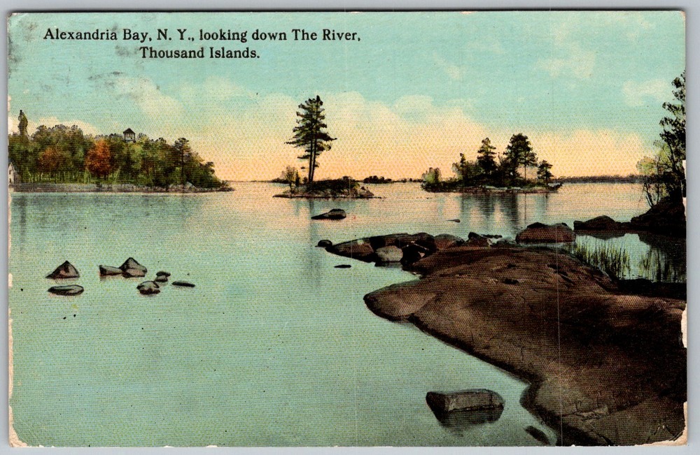 Antique Postcard Thousand Islands River View Alexandria Bay, NY 1910s