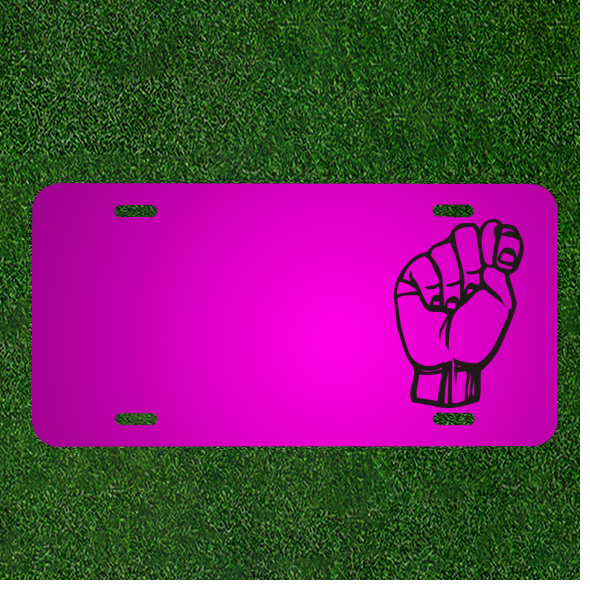 Custom Personalized Hand Gesture Car License Plate - Add Your Name  