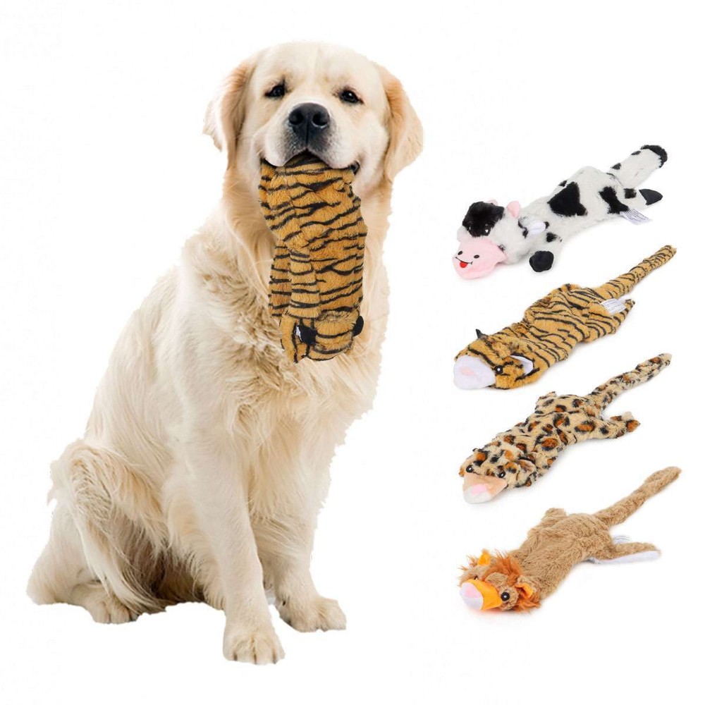 Dog Squeaky Toys Pet Toys Crinkle Dog Toy No Stuffing Durable Plush Chew Toys