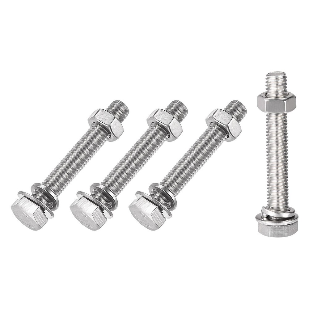 Hex Head Screws Bolts, Nuts, Flat & Lock Washers Kits (M8x50mm) 4Sets