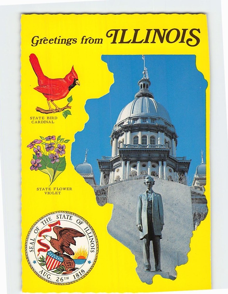 Postcard State Capitol Greetings from Illinois USA