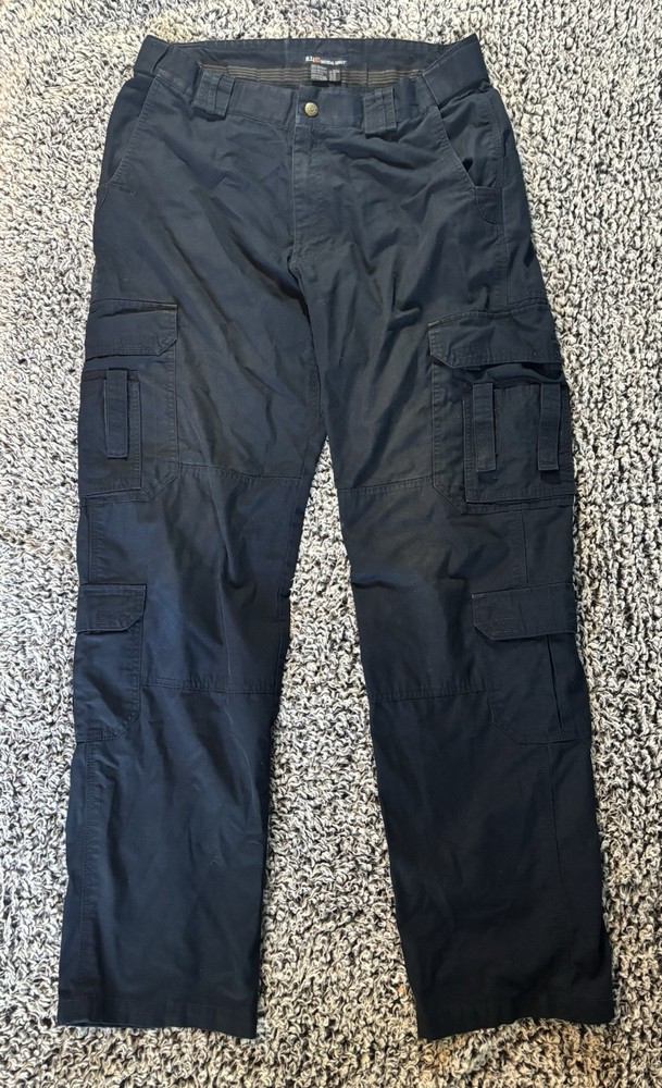 5.11 Tactical Pants Men’s 36x34 Black Cargo Ripstop Work Wear Pockets
