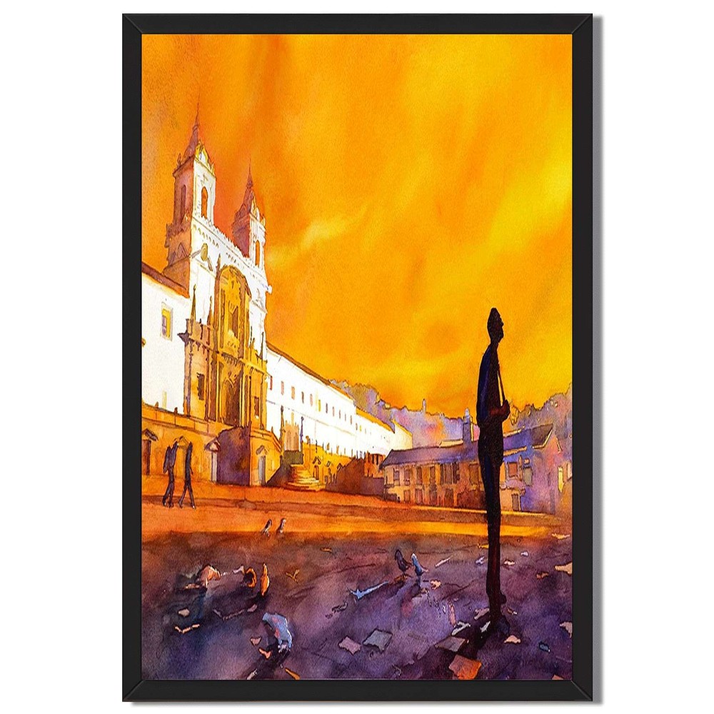 Sunset Cityscape Framed Canvas Print Modern Wall Art Home Decor