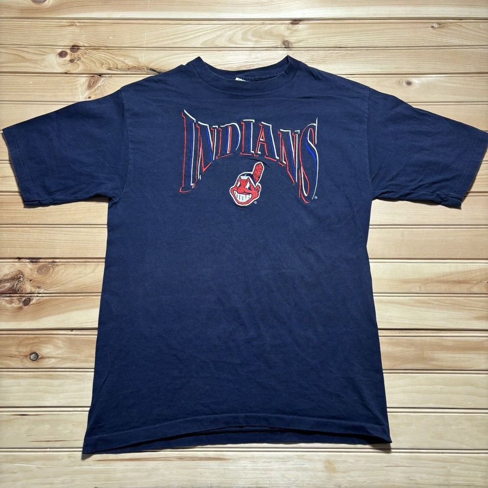Vintage 90s Cleveland Indians Chief Wahoo Embroidered MLB Shirt Size Large