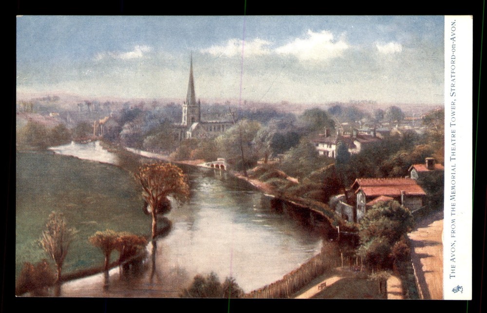 The Avon From The Memorial Theatre Tower Stratford On Avon UNP Postcard