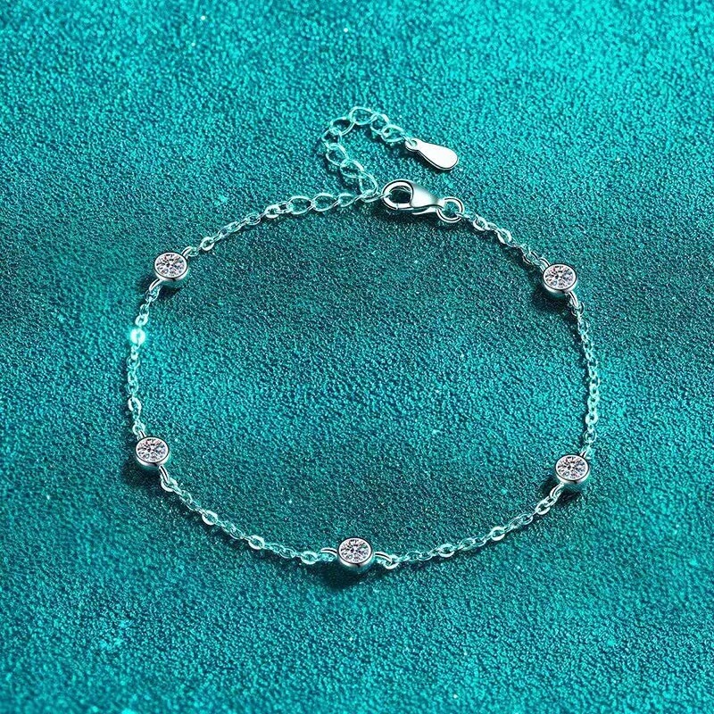 0.5ct D Color Moissanite 3mm Bubble Bracelet in 925 Silver Certified Gift for Women