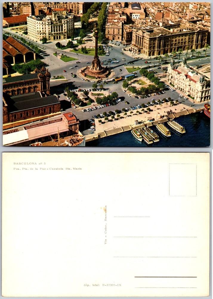 Continental Barcelona Columbus Monument Postcard