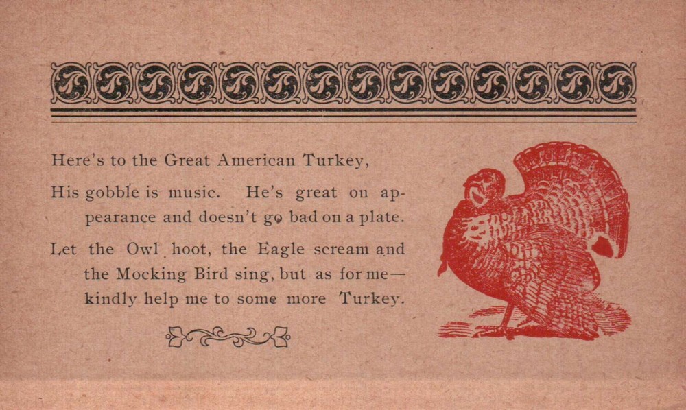 PLEASE READ ! Here's to the Great American Turkey, Animal - Old Vintage Postcard