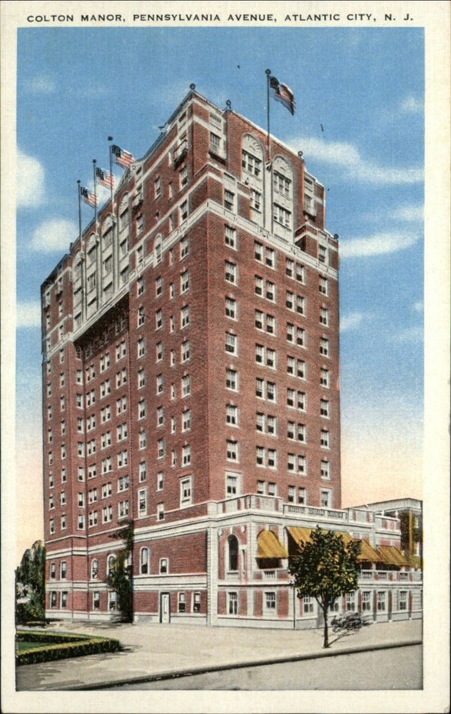 Colton Manor Hotel Atlantic City New Jersey ~ 1930s linen postcard