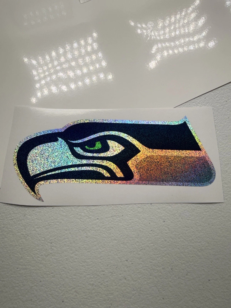 Seattle Seahawks Holographic Tiny Sparkle Vinyl Decal Facing Left
