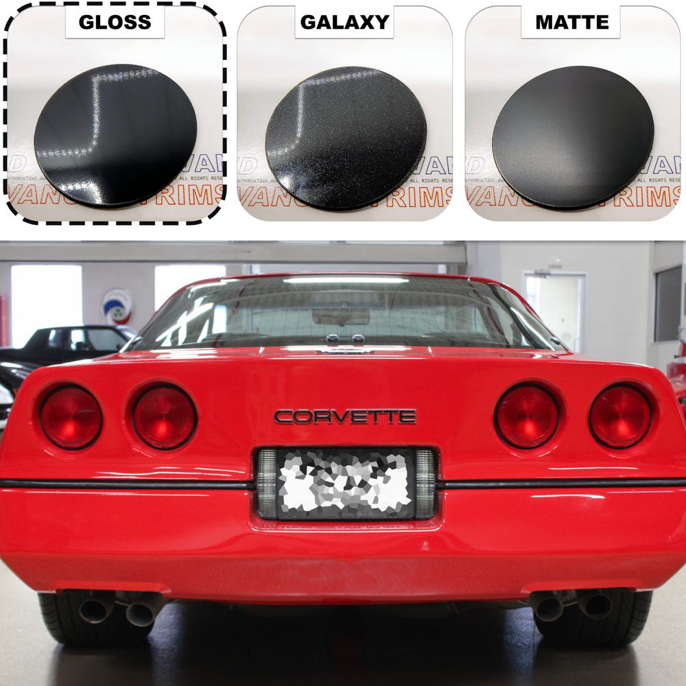 GLOSSY BLACK REAR  PLATE PLASTIC LETTERS INSERTS CORVETTE C4 1984 - 1990
