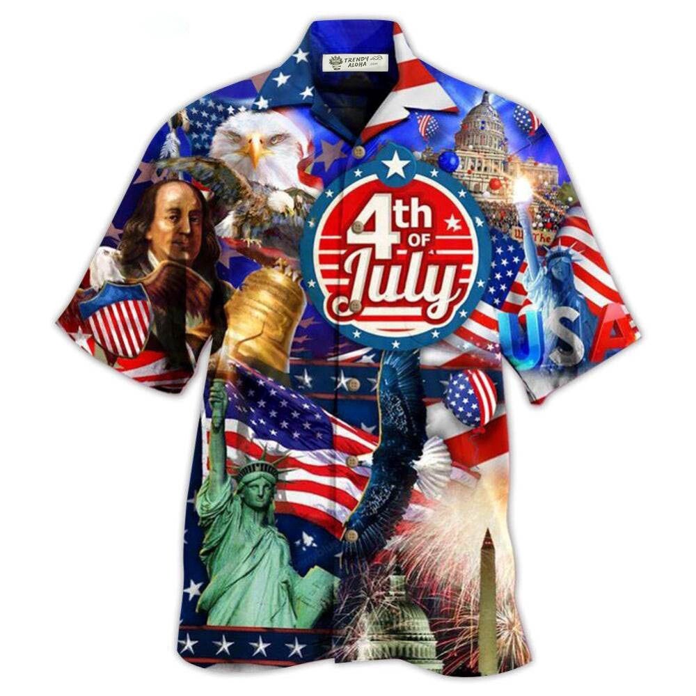 America Love July Style Hawaiian Shirt for 4th of July Celebration